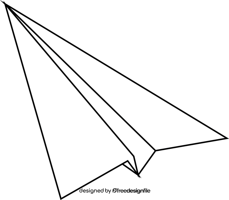 Paper plane drawing black and white clipart