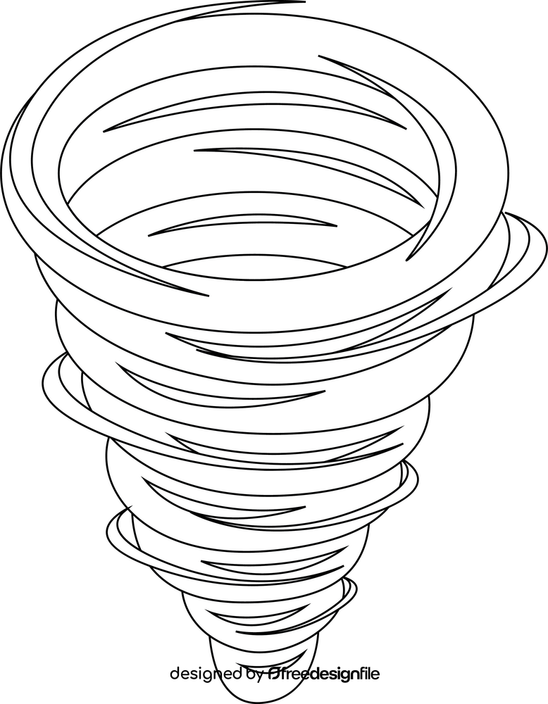 Very strong tornado black and white clipart