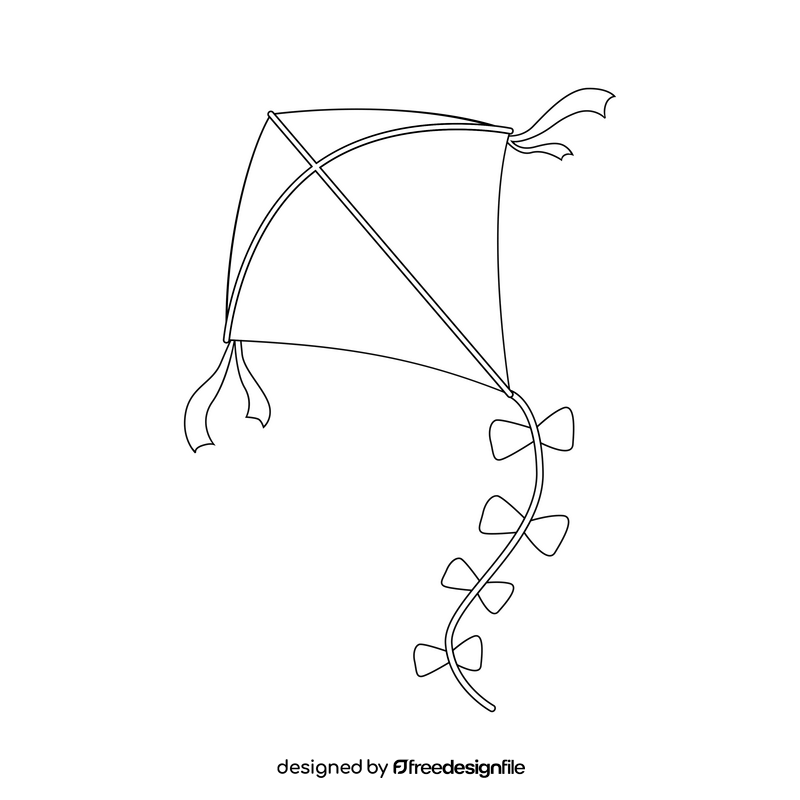 Kite drawing black and white clipart