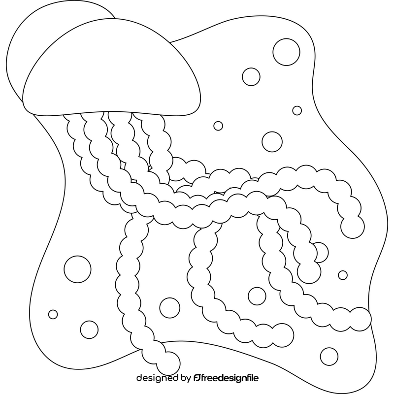 Jellyfish drawing black and white clipart