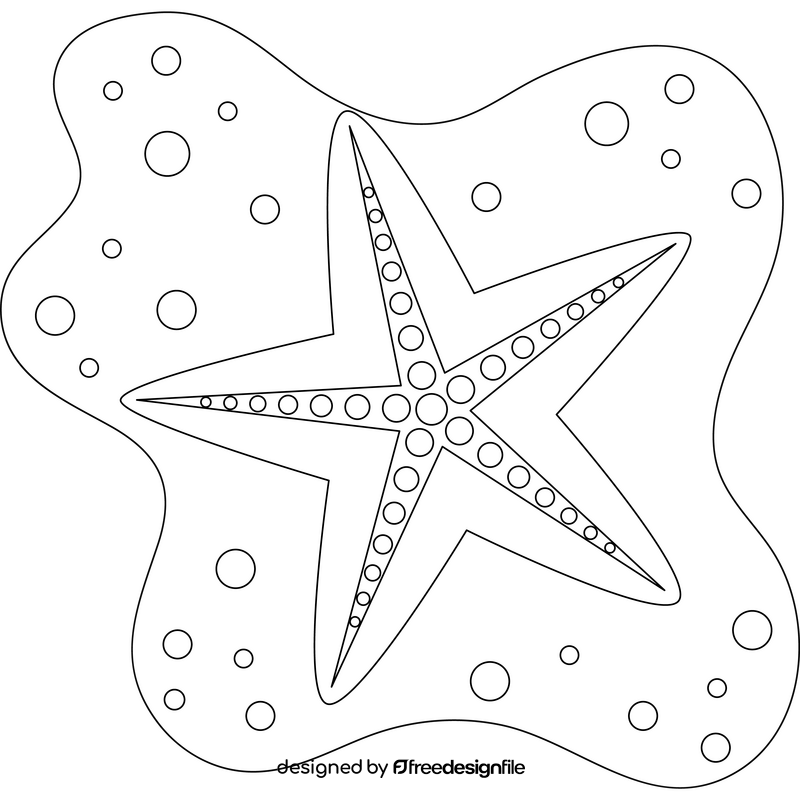Starfish drawing black and white clipart