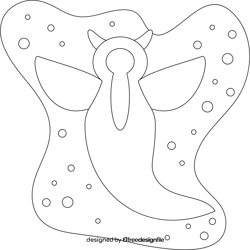 Sea angel drawing black and white clipart