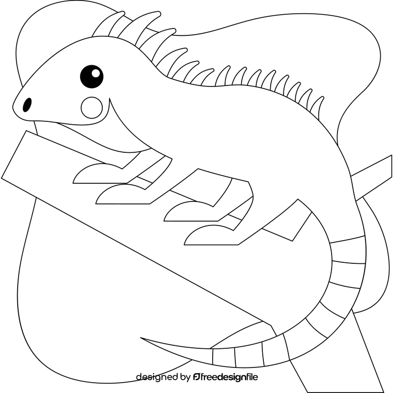 Iguana drawing black and white clipart