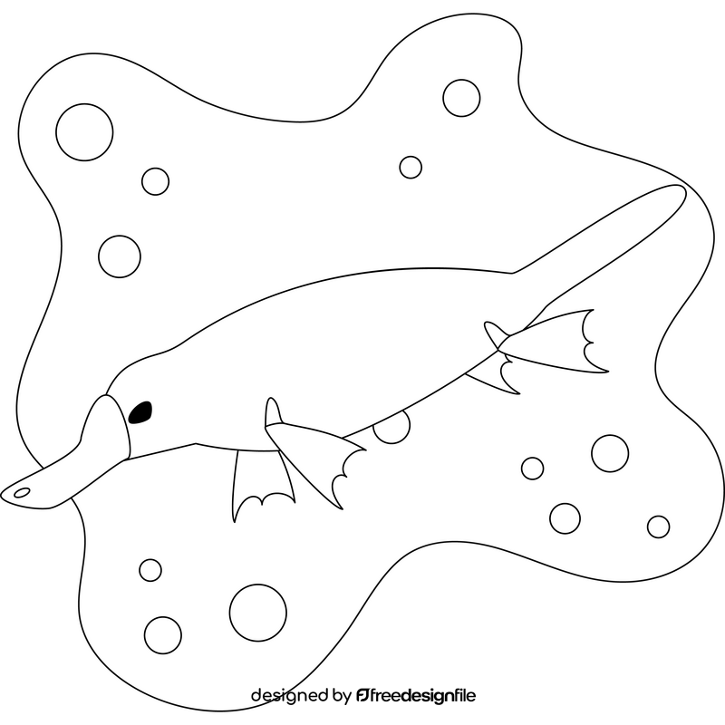 Platypus drawing black and white clipart