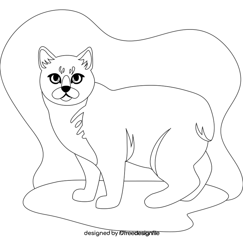 Manx cat drawing black and white clipart