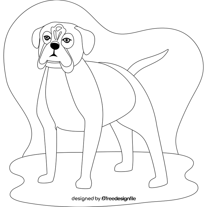 Boxer dog drawing black and white clipart