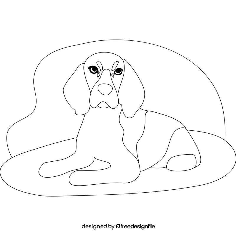 Beagle dog drawing black and white clipart
