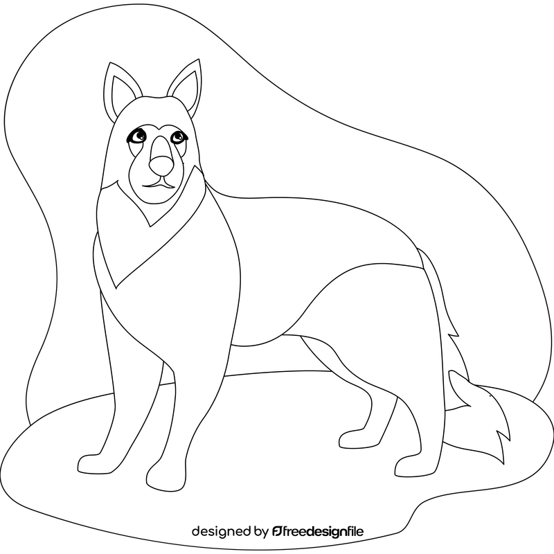 German shepherd dog drawing black and white clipart