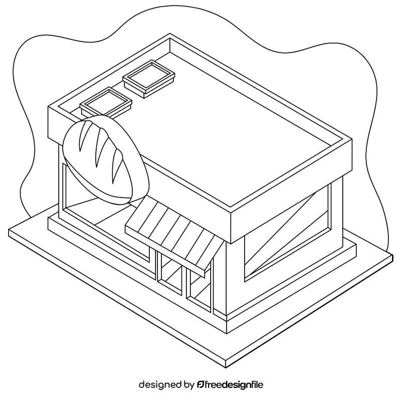 Bakery shop drawing black and white clipart
