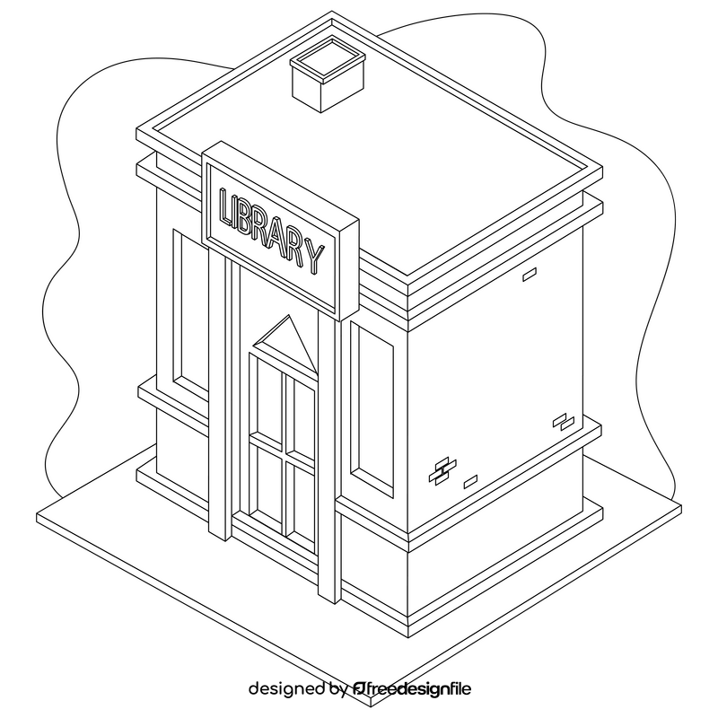 Library drawing black and white clipart