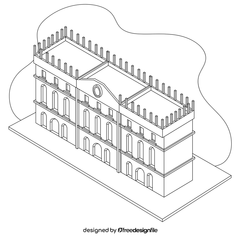 Chateau drawing black and white clipart