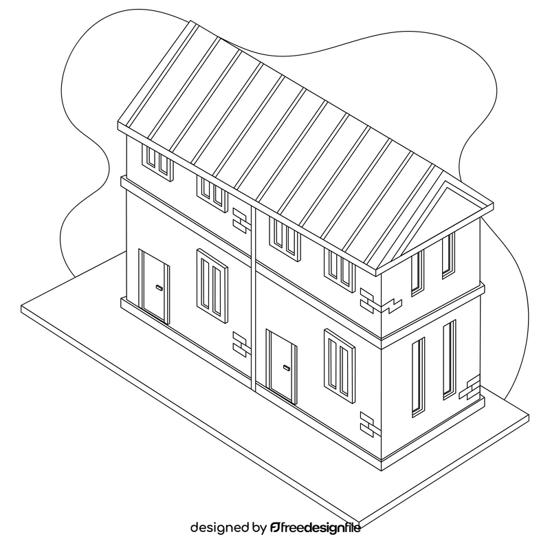 Townhouse drawing black and white clipart