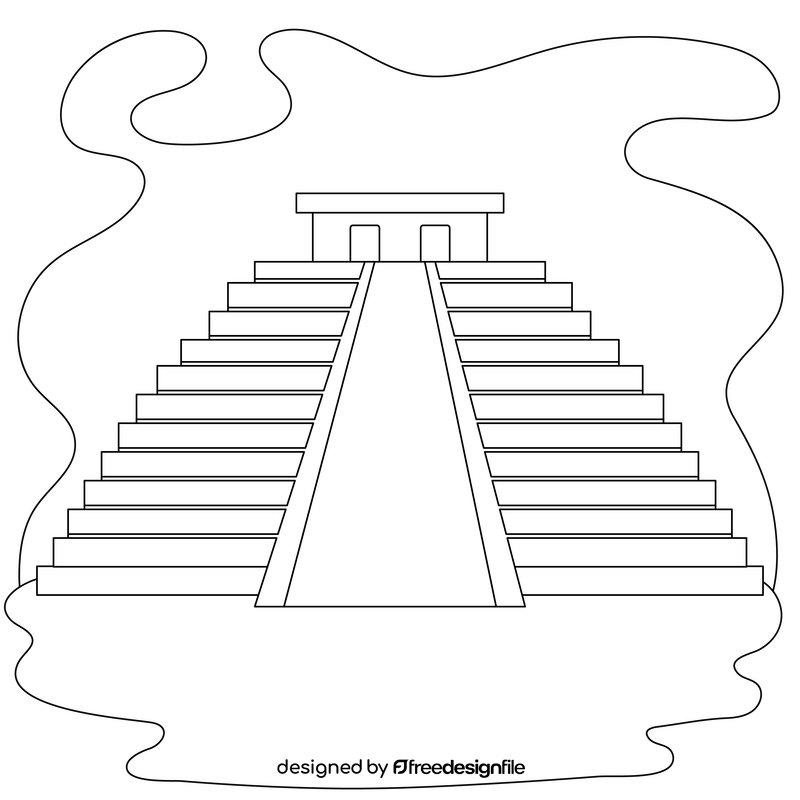 Chichen itza drawing black and white clipart