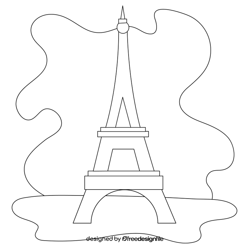Eiffel tower drawing black and white clipart