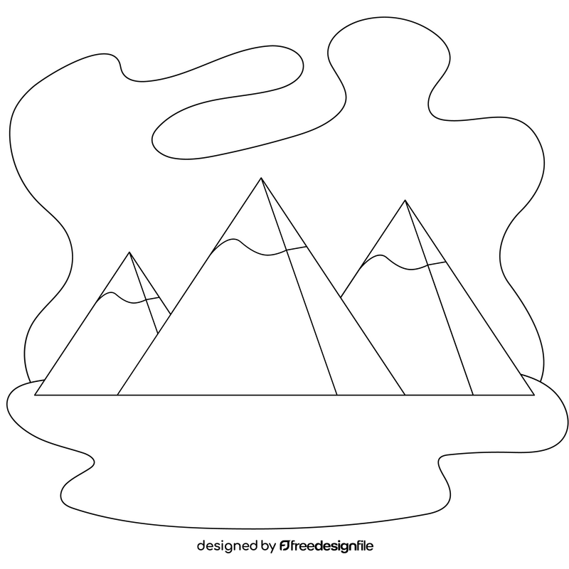 Pyramids drawing black and white clipart