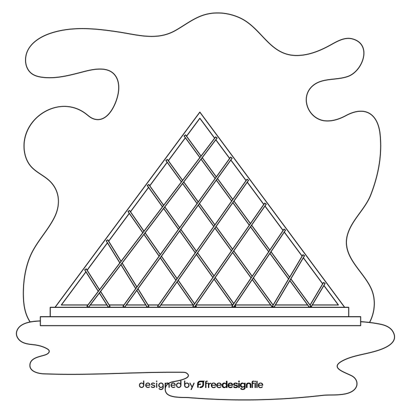 Louvre museum drawing black and white clipart