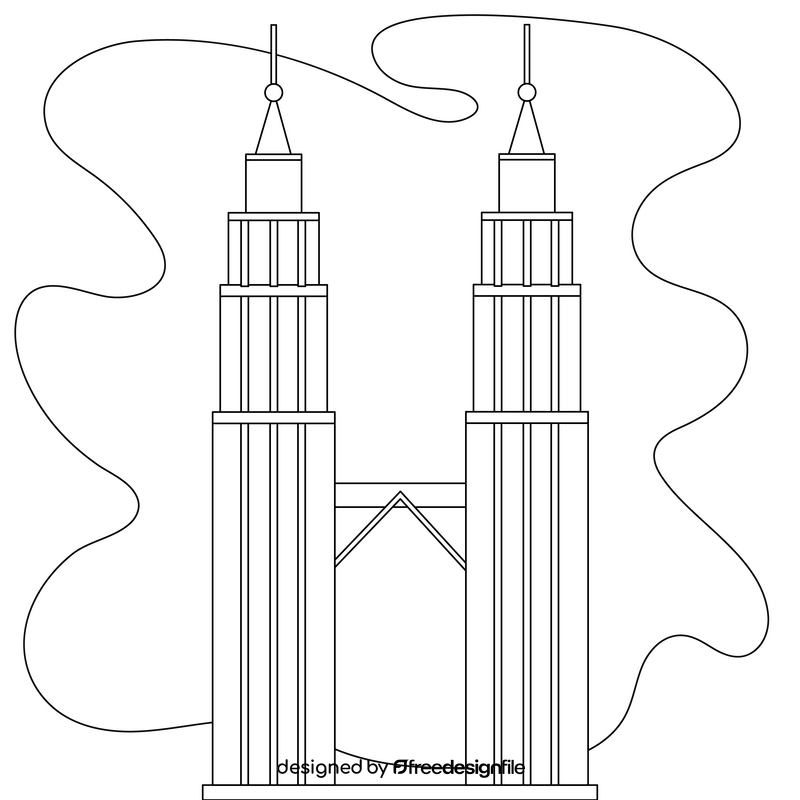Petronas towers drawing black and white clipart