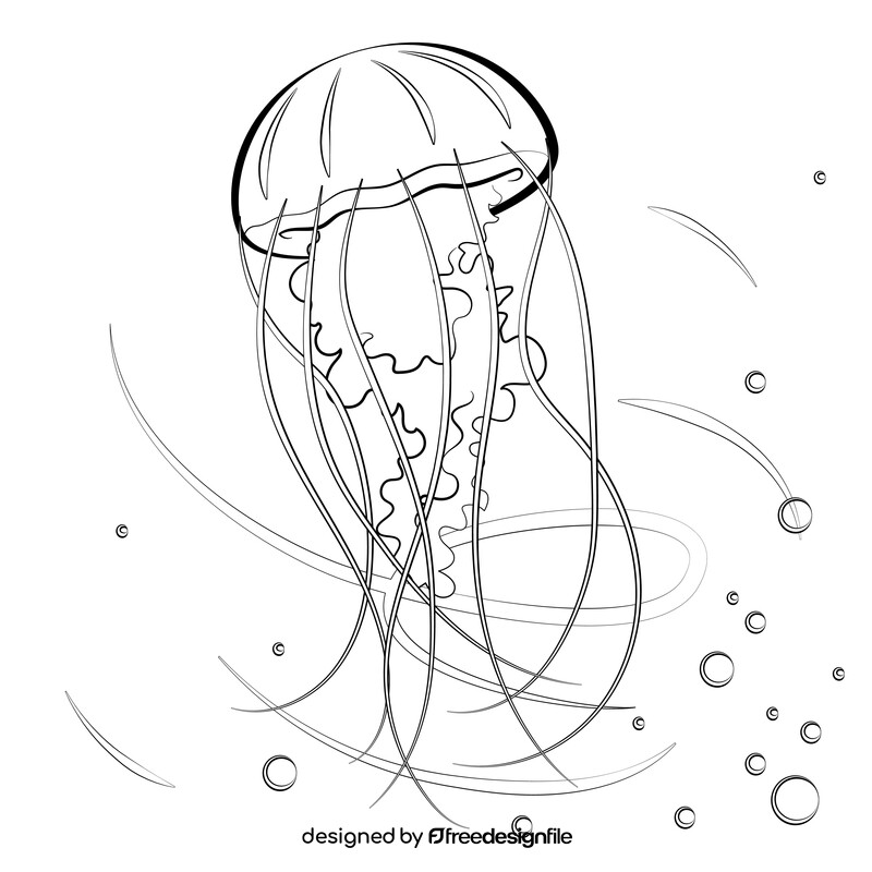 Jellyfish cartoon black and white vector