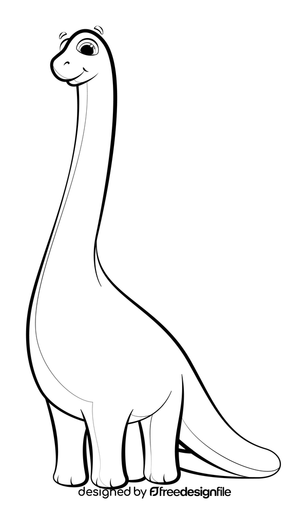 Brachiosaurus cartoon black and white clipart