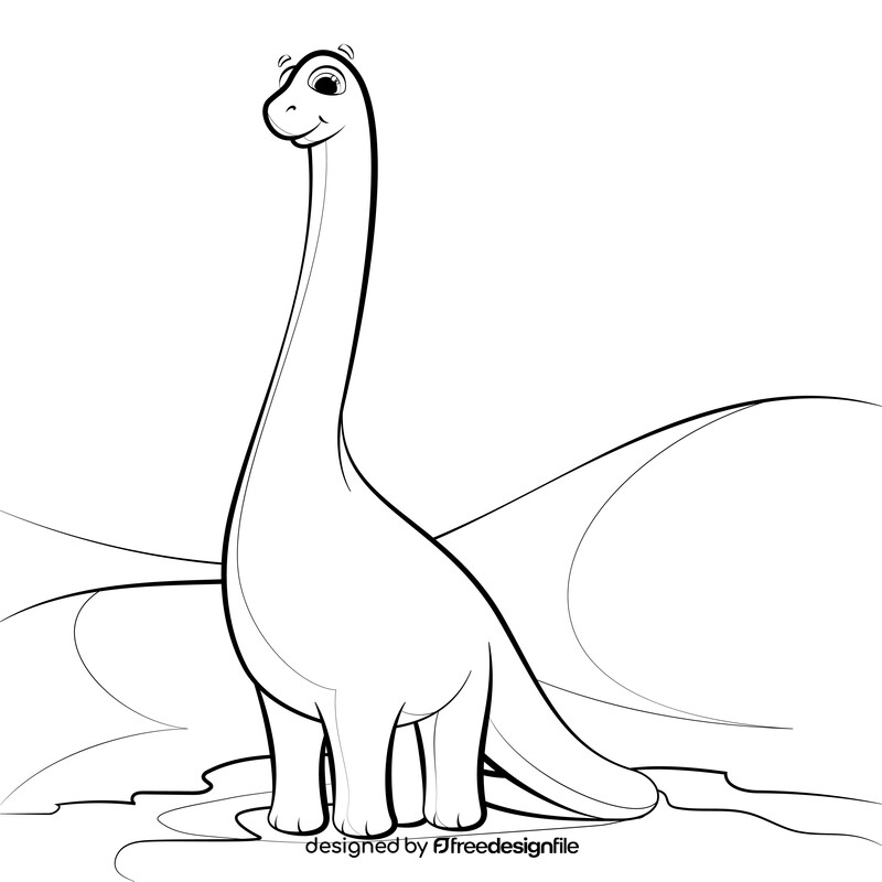 Brachiosaurus cartoon black and white vector