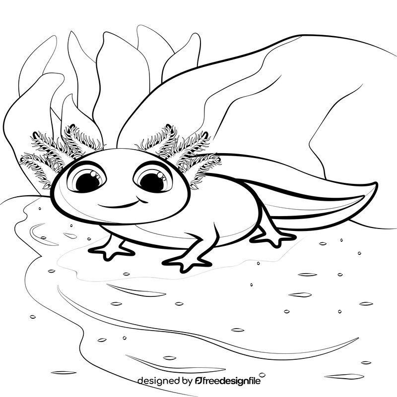 Axolotl cartoon black and white vector