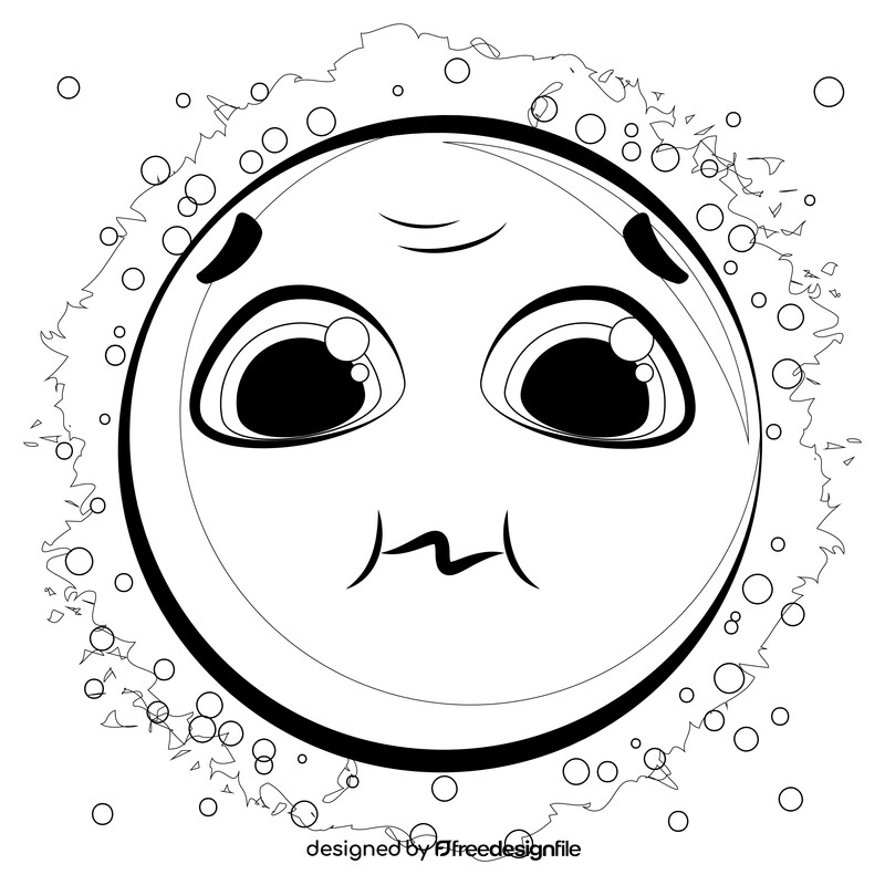 Nauseated face, disgusted emoji, emoticon, smiley black and white vector