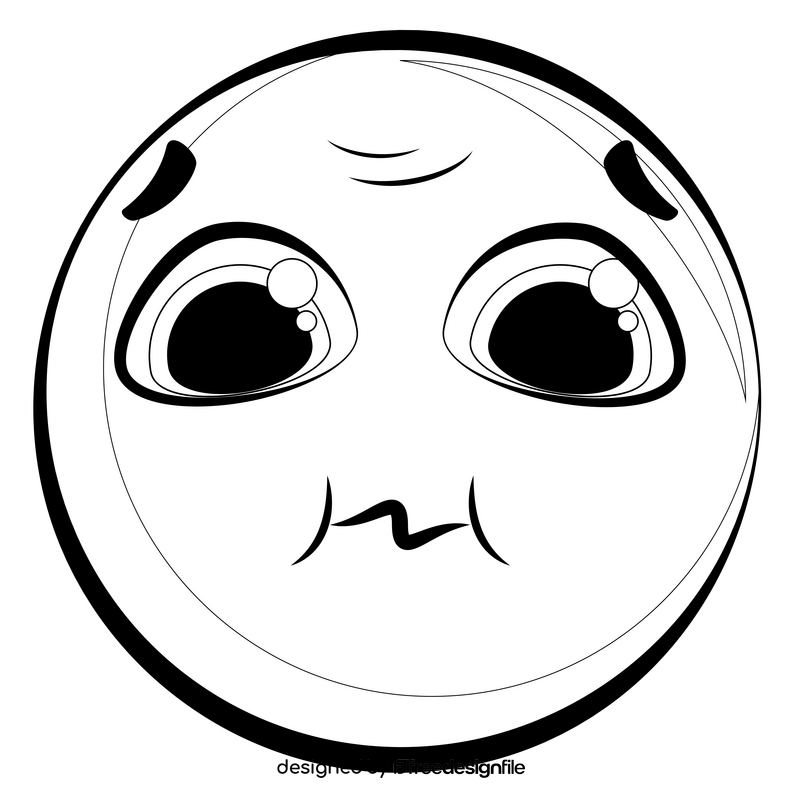 Nauseated face, disgusted emoji, emoticon, smiley drawing black and white clipart