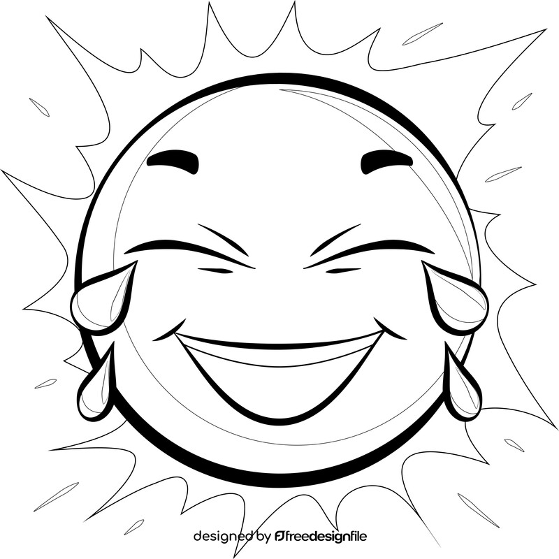 Laughter emoji, emoticon, smiley black and white vector