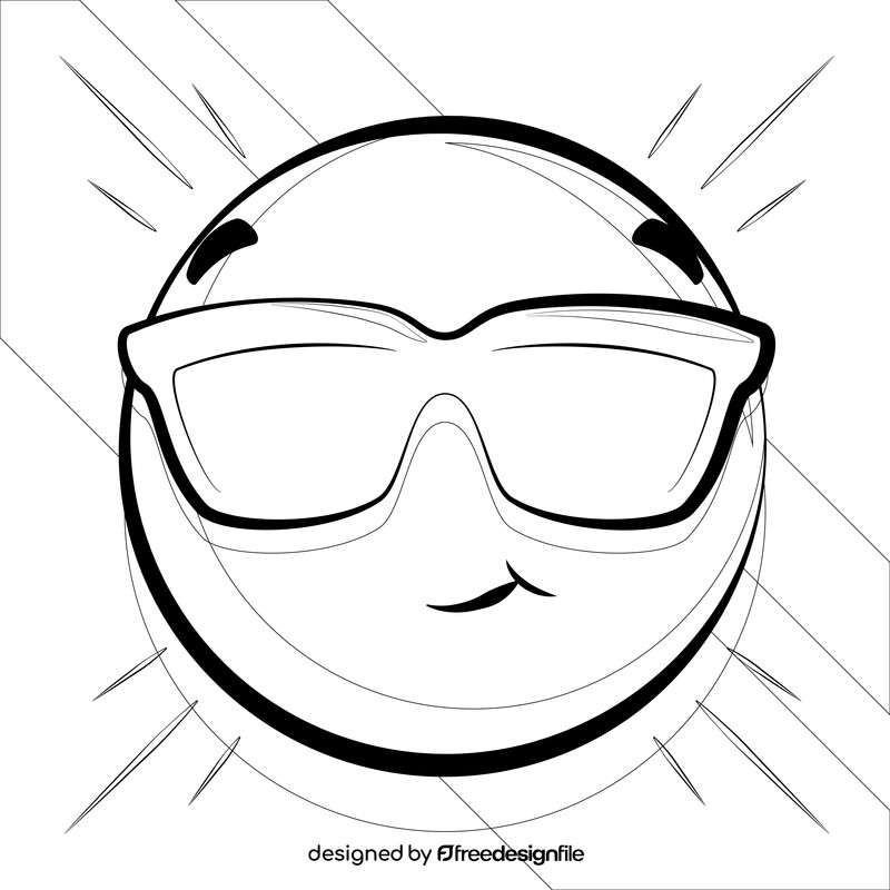 Sunglasses, shades emoji, emoticon, smiley black and white vector