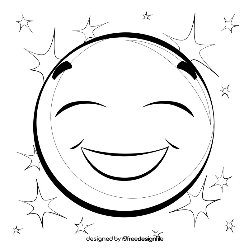 Smiley face emoji, emoticon, smiley black and white vector