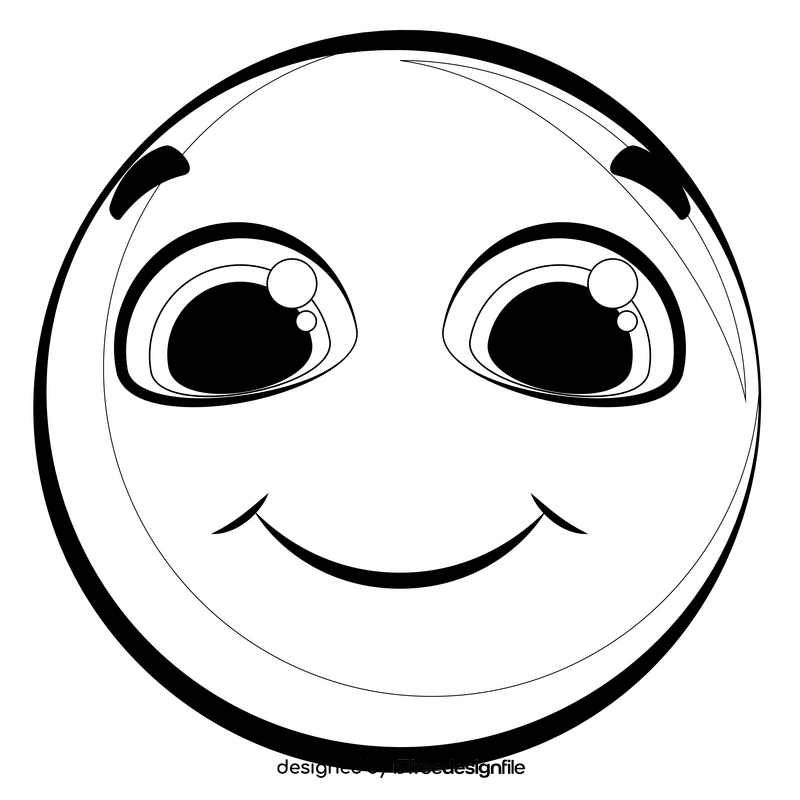 Smile emoji, emoticon, smiley drawing black and white clipart