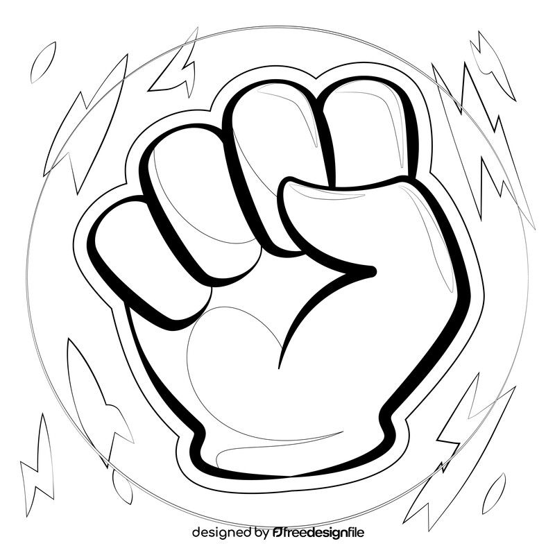 Fist emoji, emoticon black and white vector