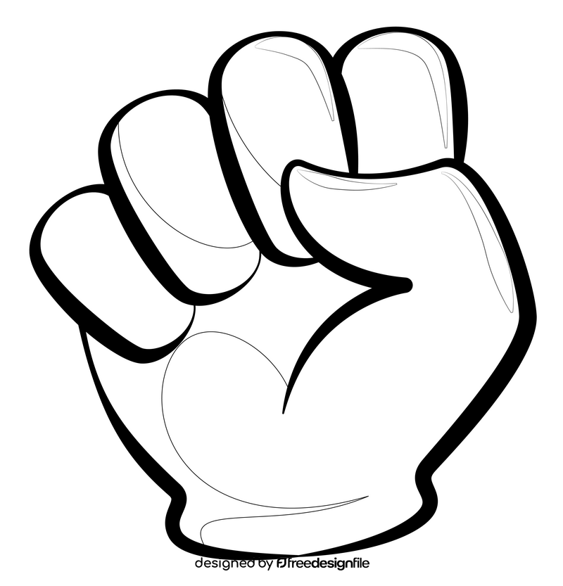 Fist emoji, emoticon drawing black and white clipart