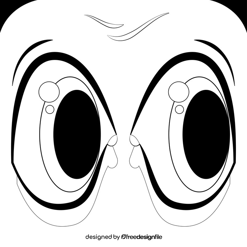 Eyes emoji, emoticon, smiley black and white vector