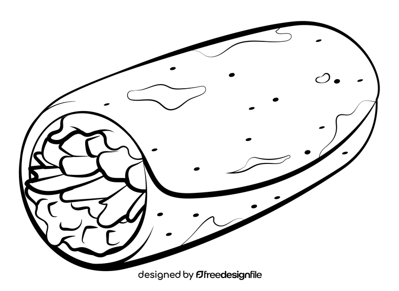 Burrito black and white clipart