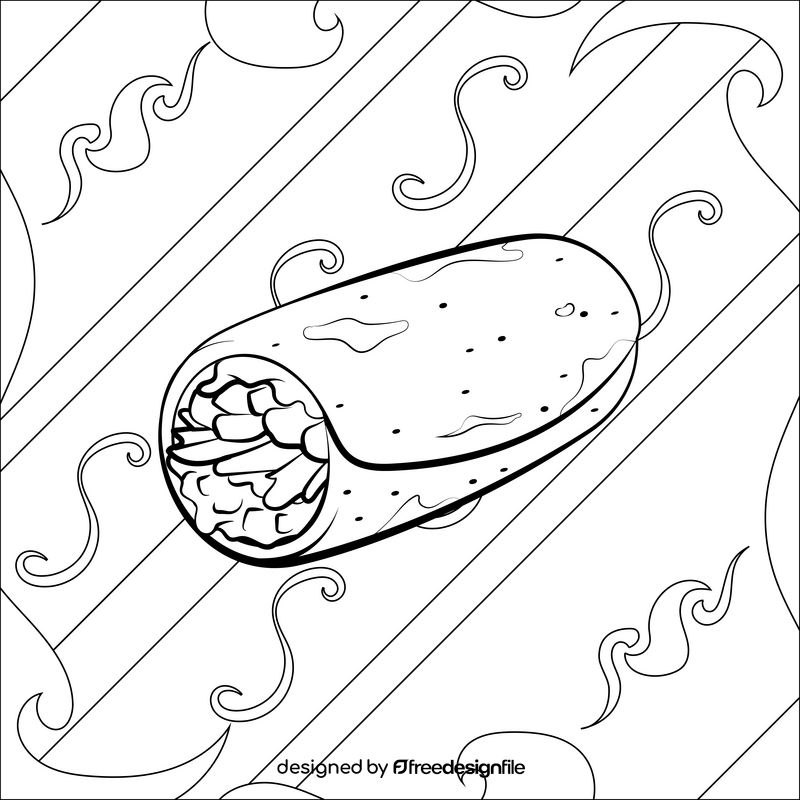 Burrito black and white vector