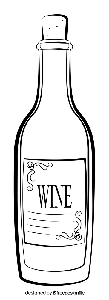 Wine bottle black and white clipart