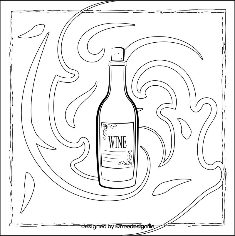 Wine bottle black and white vector