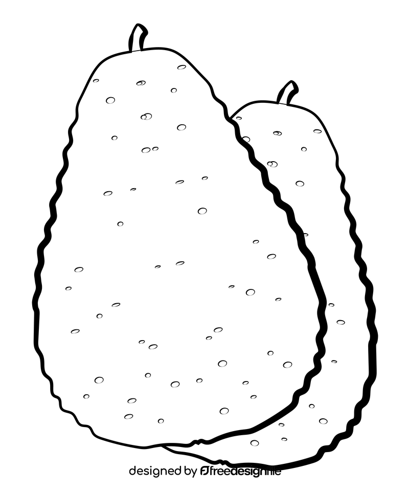 Avocado fruit black and white clipart