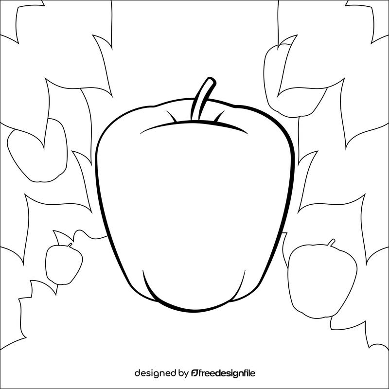 Apple, fruit black and white vector