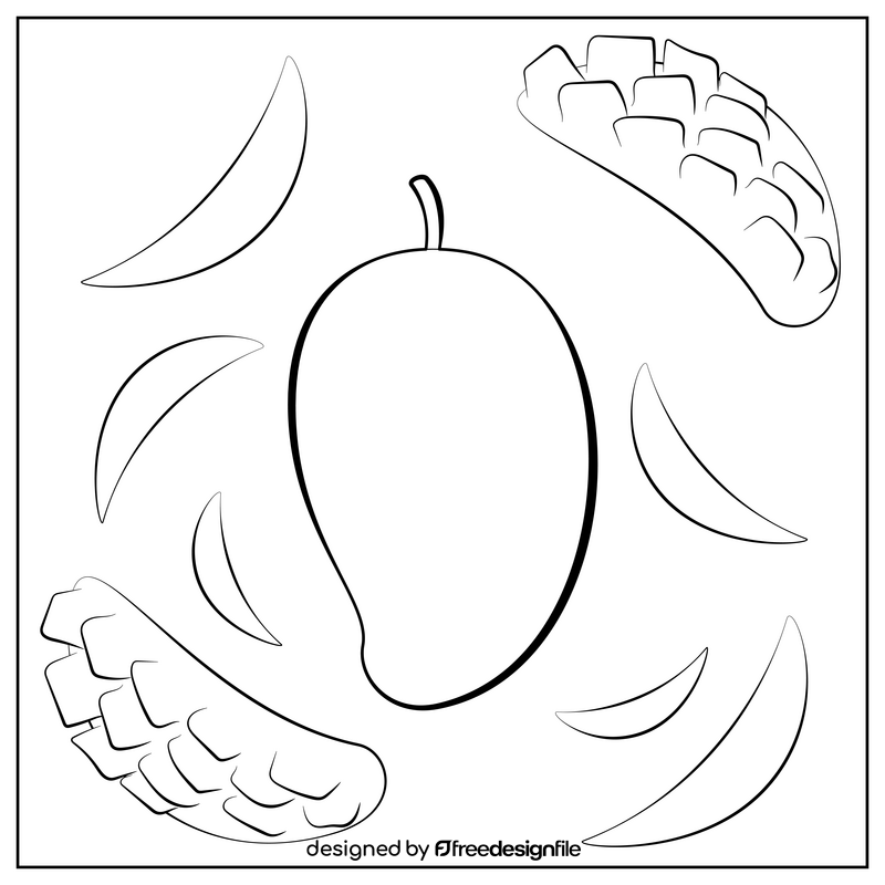 Mango fruit drawing black and white vector