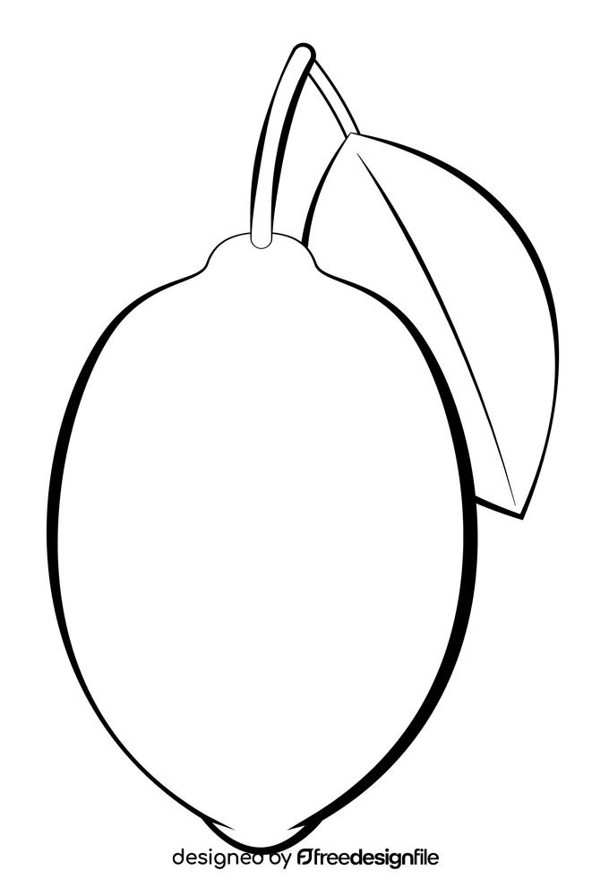 Lemon fruit black and white clipart