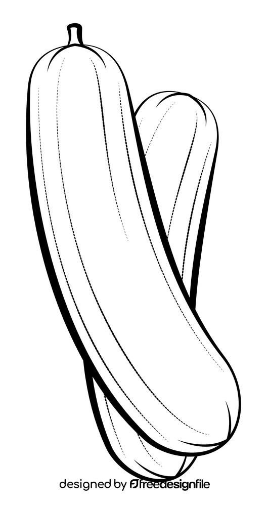 Cucumber vegetable outline black and white clipart