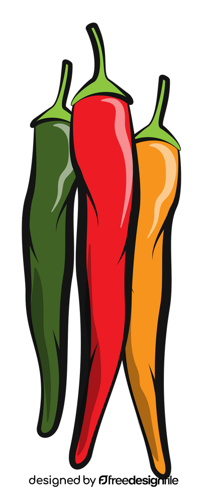 Chilli green, red, yellow clipart