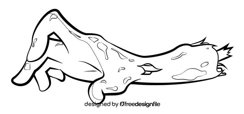 Zombie arm drawing black and white clipart