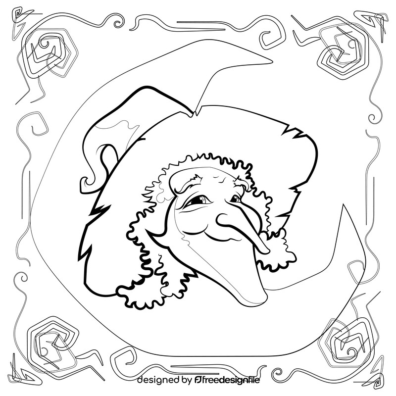 Witch head black and white vector