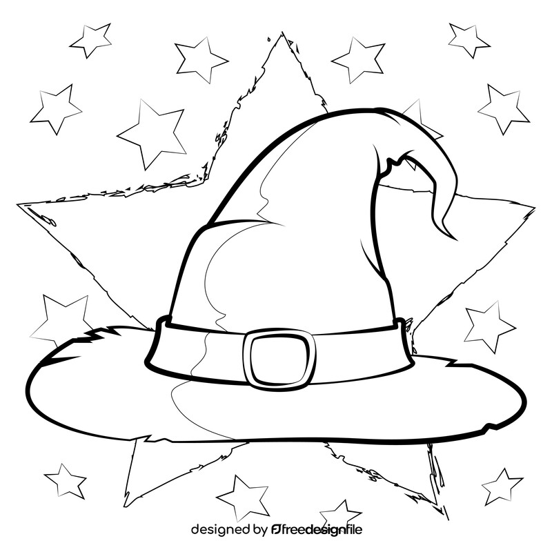 Witch hat black and white vector