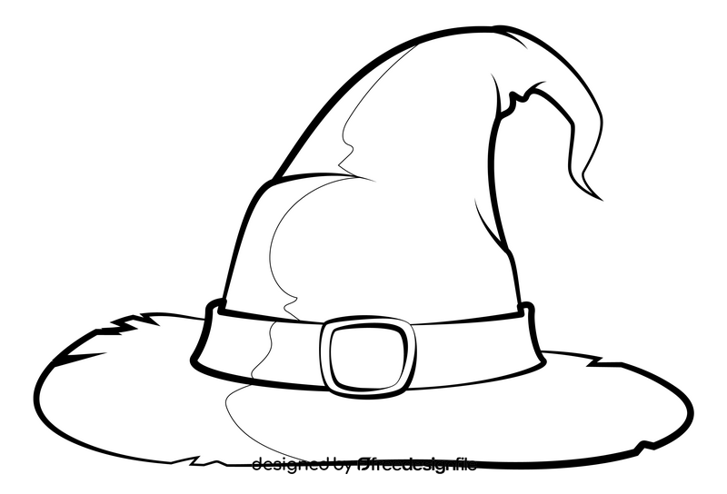 Witch hat drawing black and white clipart