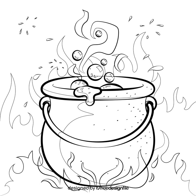 Witch cauldron black and white vector