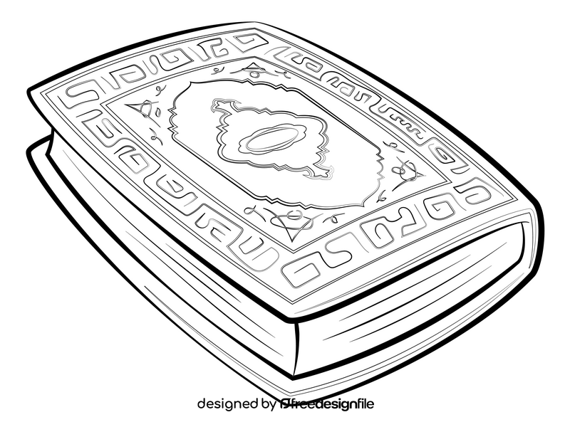 Quran drawing black and white clipart